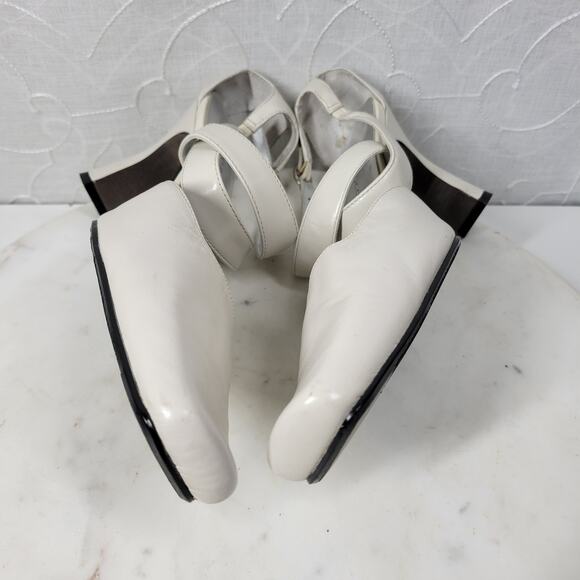 Apostrophe Cate Heels Womens 7.5 White Leather Square Toe Bridal‎ Wedding Party - Picture 11 of 16